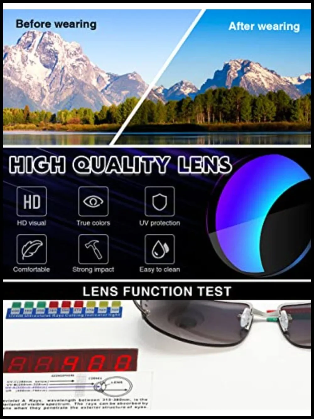 Rimless Rectangle Sunglasses UV400 Protection Metal Frame Men Women Y2K Trendy